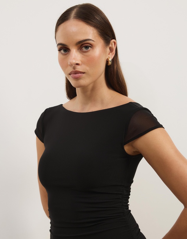 Atmos&Here - Rowe Mesh & Jersey Cap Sleeve Maxi Dress