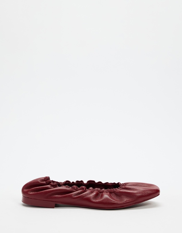 AERE - Lola Ruched Leather Ballet Flats