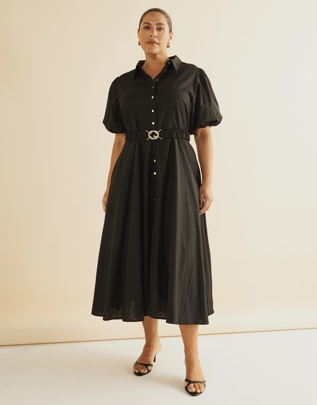 Kirrie Linen Blend Belted Midi Dress by Atmos&Here Curvy Online | THE  ICONIC | Australia