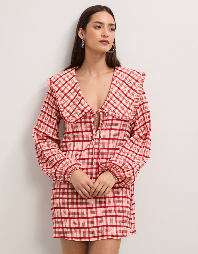 The Fated - Adela Check Collared Mini Dress