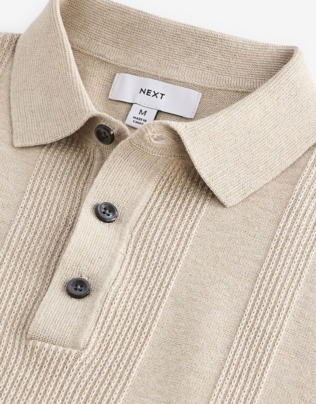 NEXT - Regular Vertical Texture Knitted Polo Jumper