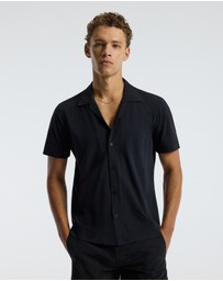 Calibre - Self Stripe Cuban Collar Shirt Black