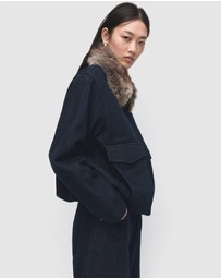M.N.G - Denim Jacket With Fur Collar
