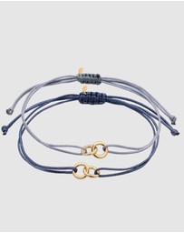 Elli Jewelry - Bracelet Set Women Circle Infinity Steel Blue and Marine Blue 925 Sterling Silver Gold Plated