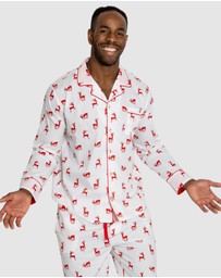 Sant And Abel - Men's Reindeer Red Long PJ Set