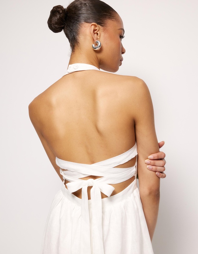 AERE - Tali Linen Cross Back Midi Dress
