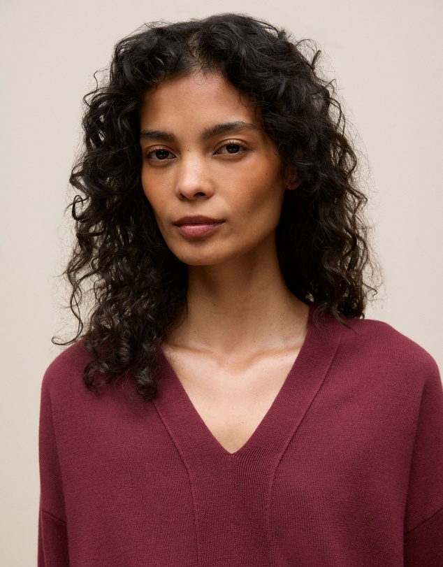Trenery - Merino V Neck Knit in Auburn