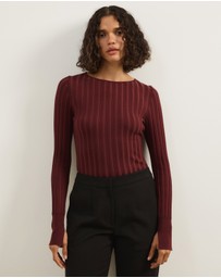 Atmos&Here - Rumi Long Sleeve Fitted Rib Knit Top