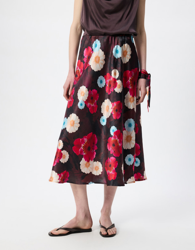 The Social Outfit - Silk Bias Skirt - Cosmic Bloom