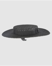 Max Alexander - Black lace-covered Boater Hat
