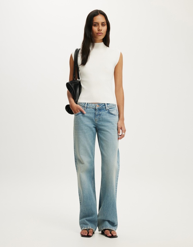 Cotton On - Mock Neck Sleeveless Fine Knit Top