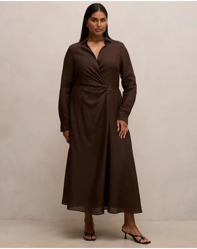 Forever New Curve - Francesca Curve Button Shirt Midi Dress