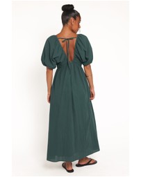 Petal & Pup - Sullivan Puff Sleeve Maxi Dress - Forest Green