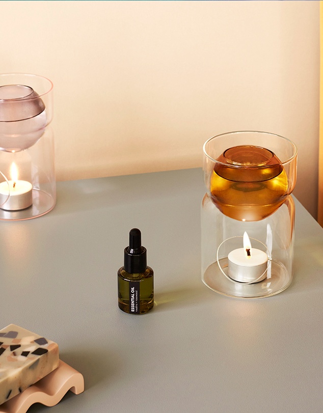 Fazeek - Pink Glass Oil Burner & Tealight