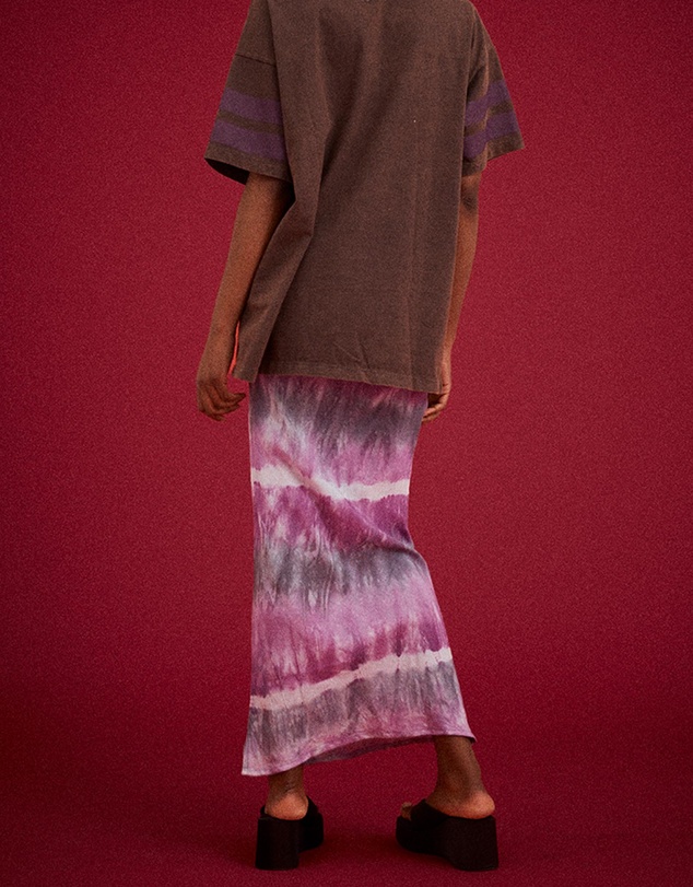 KINGA CSILLA - Purple Wave Column Skirt