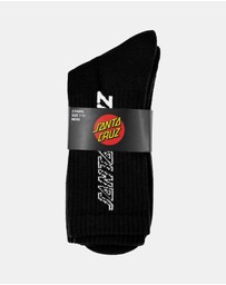 Santa Cruz - 4-Pack Solid Half Strip Crew Socks - Kids-Teens