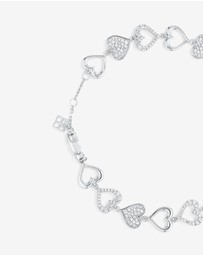 Michael Hill - Cubic Zirconia open and closed Heart Bracelet in Sterling Silver
