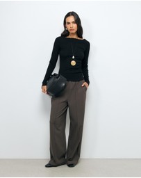 AERE - Boat Neck Gathered Jersey Top