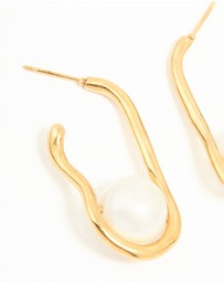 Lovisa - Waterproof Gold Plated Stainless Steel Pearl Twist Hoop Earrings