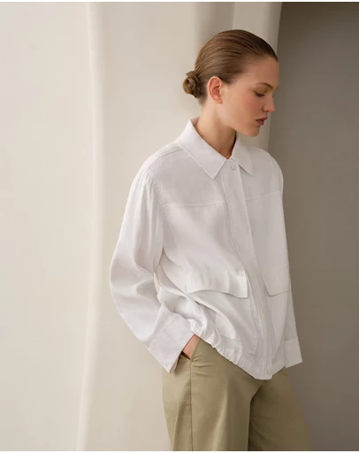 Trenery - Linen Blend Panel Detail Jacket in White