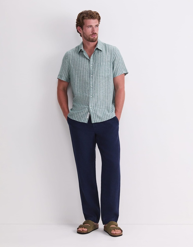 Sportscraft - Linen Short Sleeve Stripe Shirt