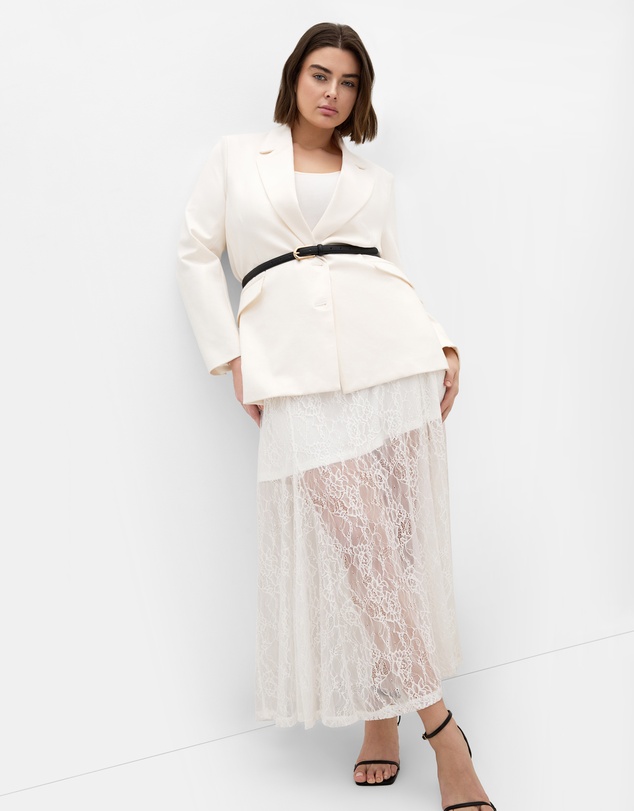 City Chic - Plus size Lacey Maxi Skirt - ivory