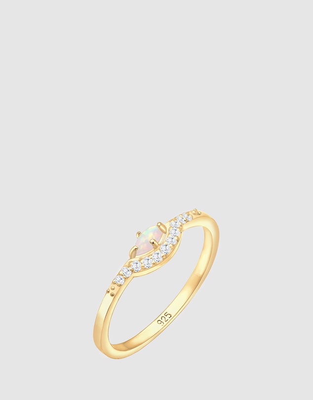 Elli Jewelry - Opal Engagement Ring in Gold-Plated 925 Silver