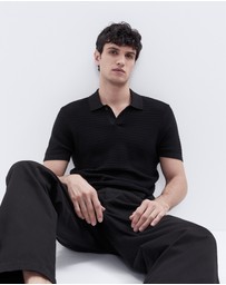 UNISON - Pointelle Stitch Knit Polo