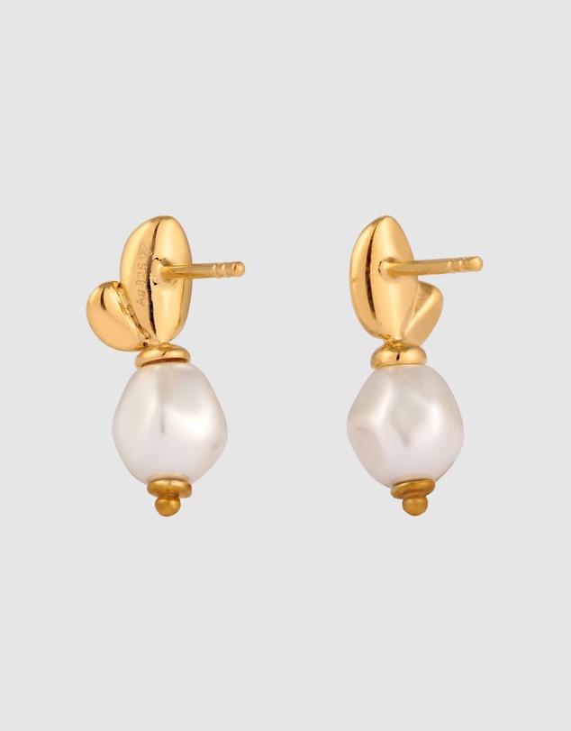 Elli Jewelry - Pearl Floral Stud Earrings in Gold-Plated 925 Silver