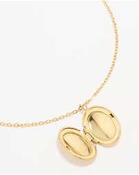 Lovisa - Waterproof Gold Plated Stainless Steel Oval Locket Short Necklace