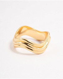 Lovisa - Waterproof Gold Plated Stainless Steel Wave Cocktail Ring