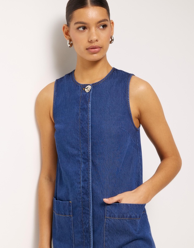 AERE - Brielle Denim Twill Mini Dress