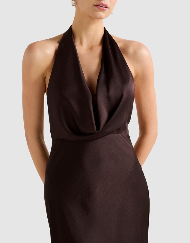 Forever New - Becca Cowl Halter Neck Satin Gown
