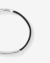 Michael Hill - Men's Silver & Leather 21cm Bracelet with 0.40 Carat TW of Black Diamonds