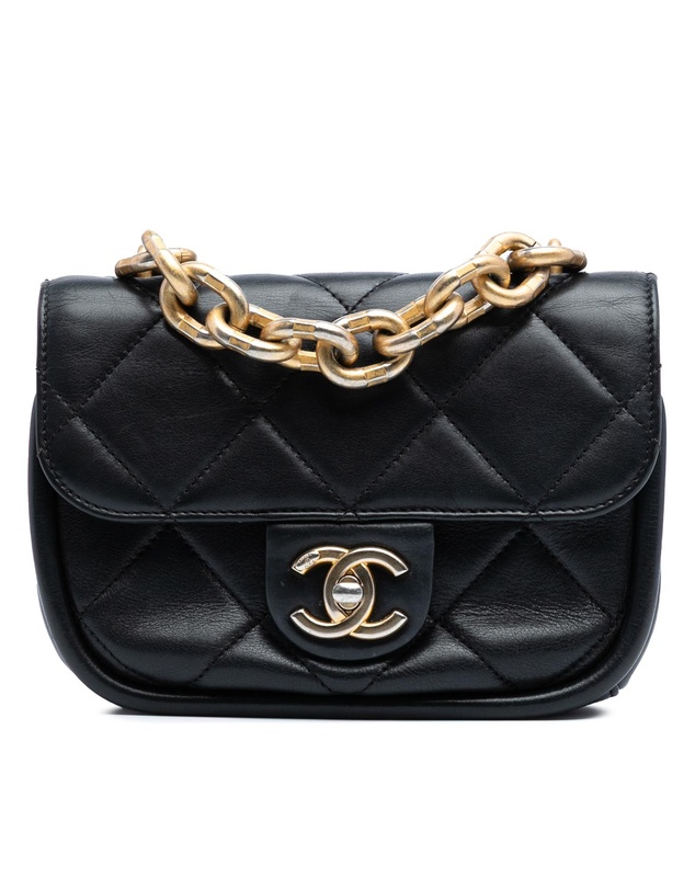 Pre-Loved by Azura Reborn - Pre-Loved Mini Quilted Lambskin Chain Top Handle Flap