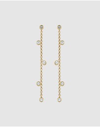 Elli Jewelry - Earrings Ear Hanger Chain Design with Crystals in 925 Sterling Silver Gold Plated