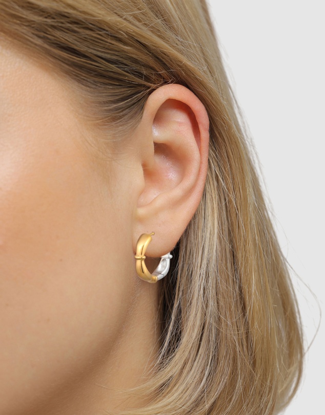 Elli Jewelry - Earrings Hoops Bicolor 925 Sterling Silver