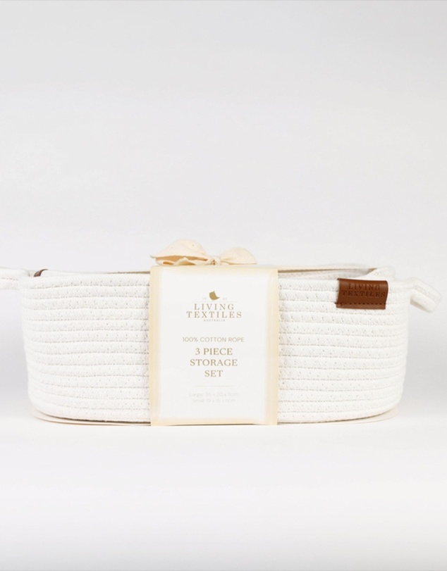 Living Textiles - 3 Pc Cotton Rope Storage Set- Cream