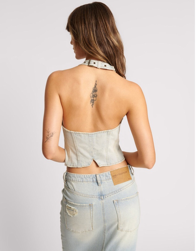 ONE TEASPOON - Old West Denim Halter Top