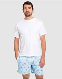Sant And Abel - Men's Golf Blue Swim Shorts