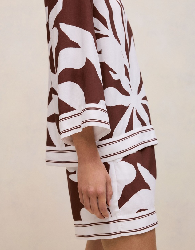 Trenery - Wakame Border Stripe Popover Top in Espresso