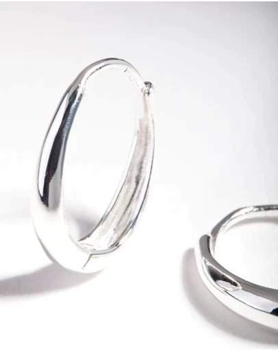 Lovisa - Sterling Silver Oval Drop Huggie Earrings