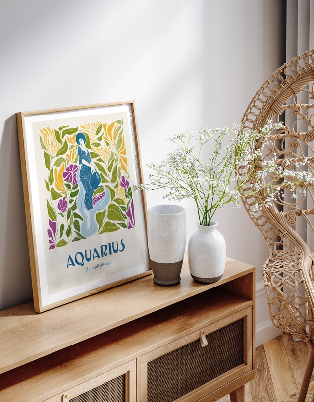 Olive et Oriel - Aquarius - Illustrated Star Sign Art Print