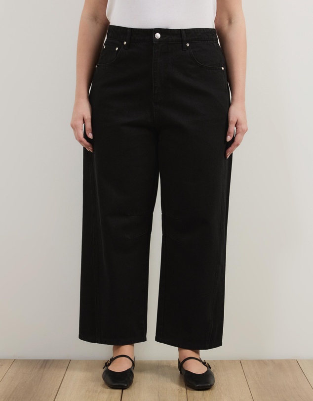 Atmos&Here Curvy - Poppy Cropped Barrel Leg Jeans