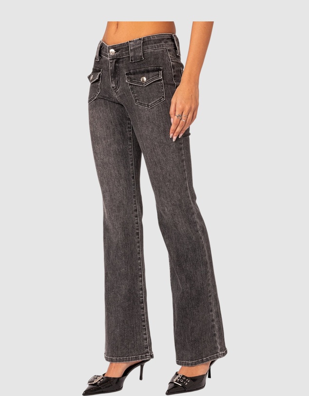 EDIKTED - Tatum Washed Low Rise Flare Jeans