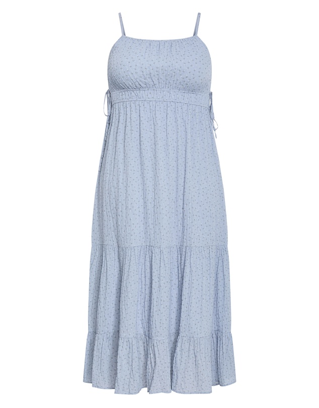 City Chic - Plus size Ditsy Print Tiered Maxi Dress - blue