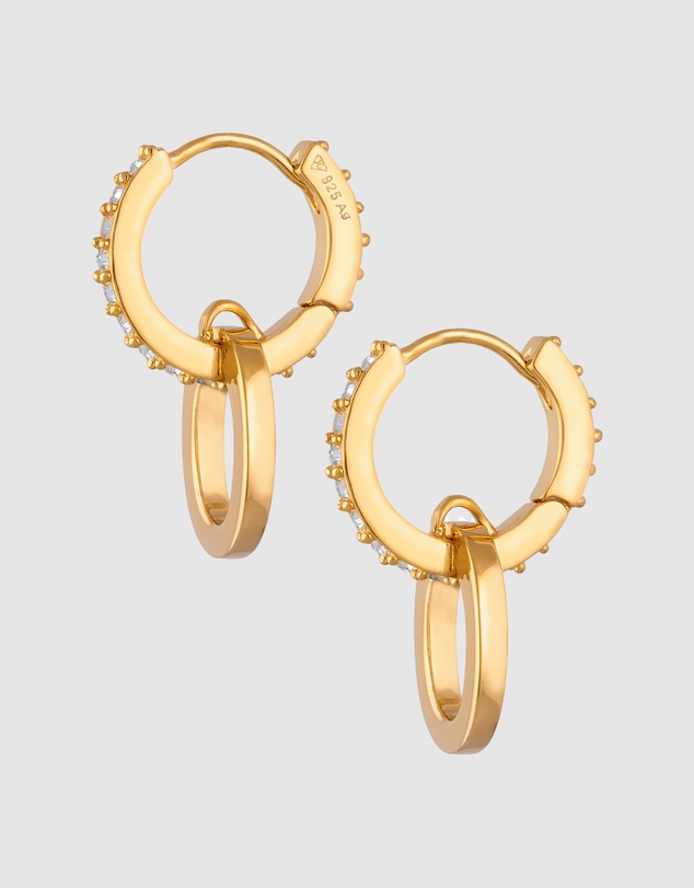 Elli Jewelry - Crystal Circle Hoop Earrings in Gold-Plated 925 Silver