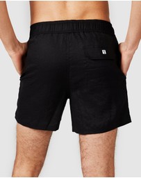 Vacay Swimwear - Black Linen Shorts