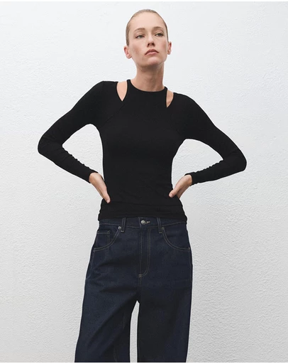 M.N.G - Ribbed Combined T-Shirt