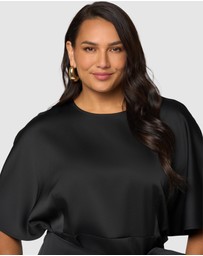 Pink Dusk by Curve Project - Act Up Satin Midi Dress